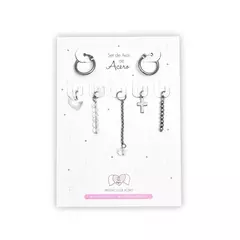 Set Aros Acero Gema