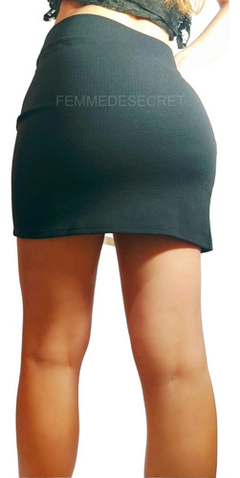 Pollera Mini Combinada Blanca/negra Tajo Lateral Oferta S/m - tienda online