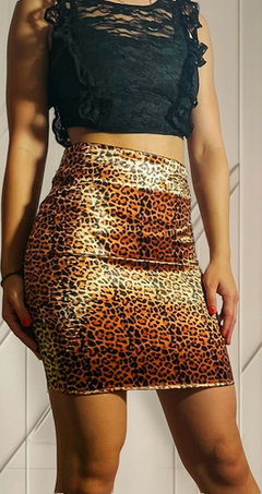 Pollera Tubo Saten Estampada Talle 1 Y 2 Liquidacion - tienda online