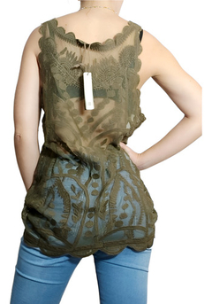 Remera Musculosa Tul Bordada S M,l Y Xl Oferta Delicada