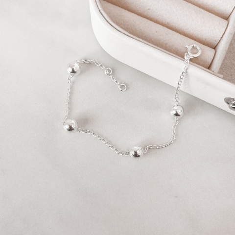 Pulseira bolas 7mm corrente cadeado - S33
