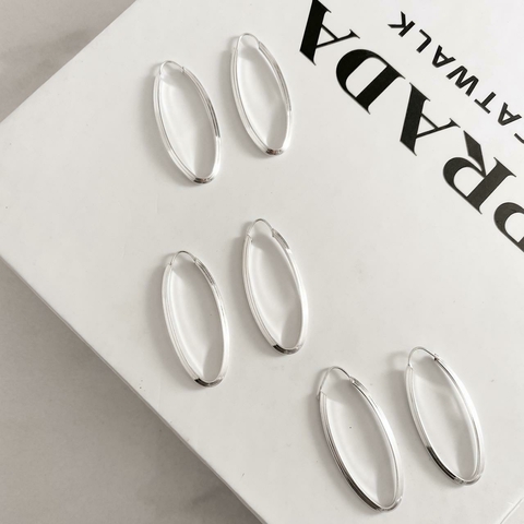 Argola oval 50x21mm fio triângulo S33