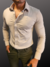 Camisa Slim Tecnológica 15% de Elastano cor areia - Rastro Moda Masculina e Acessórios