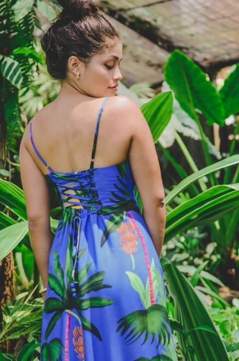 Vestido Longo Bananeira - detalhe costas aselha + lastéx
