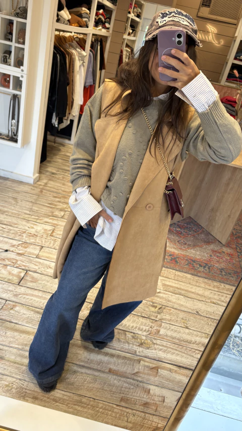 Maxi Chaleco Gamuza