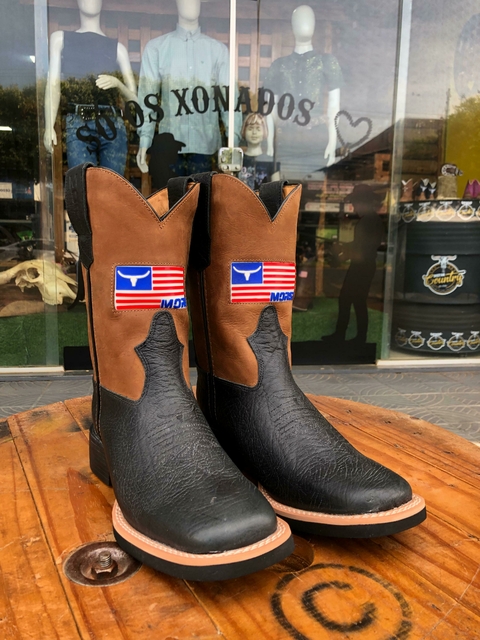 Bota Texana Masculina Preto/Havana Moiadeiros Original 1873