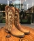 Bota texana feminina detalhada com brilho - goyazes