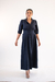 Vestido Longo com Botões na Frente Azul Marinho