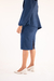 Saia Lapis Midi com Fenda Azul Marinho - Charlotte