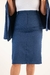 Saia Lapis Midi com Fenda Azul Marinho - loja online