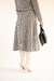 Conjunto Tweed Preto e Off com Saia e Casaquinho