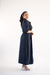 Vestido Longo com Botões na Frente Azul Marinho - comprar online