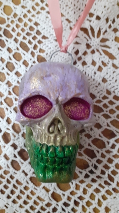 Caveira mexicana branca olhos rosa - loja online