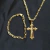 Kit corrente e pulseira cartier com pingente de crucifixo masculino dourado - comprar online