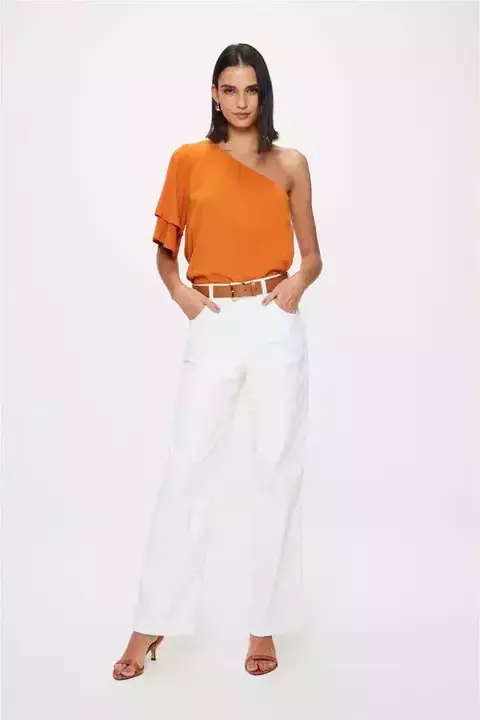 Calça Wide Leg de Sarja G5 C1 Resinada