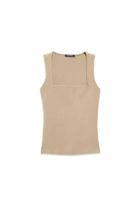 Blusa de Alças em Malha Canelada