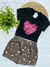Conjunto de verão Nick shorts/saia Coração/onça