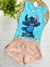 Conjunto de verão Stitch Azul/rosa