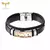 Pulseira cruzada cristã artesanal para homens e mulheres, bracelete de couro, p