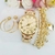 Kit Relogio Feminino Dourado + Pulseira, brincos e caixinhas - RF335