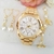 Kit Relogio Feminino Dourado + Pulseira, brincos e caixinhas - RF331