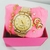 Kit Relogio Feminino + pulseira, brincos e caixinhas