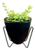 Vaso Cachepot 17x18 Cm C/ Suporte De Metal Versátil Preto - Ideias S&A