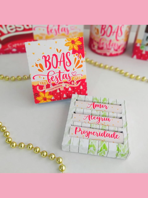 15 Caixinhas com 3 Batons - Boas Festas