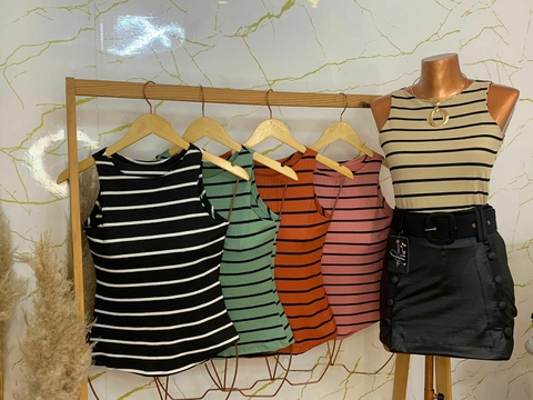 Blusa Regata malha canelada