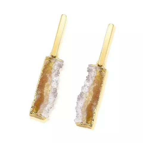 Brinco Geodo Natural Folhado a Ouro