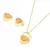 Conjunto Amazonita Bege Folhado a Ouro