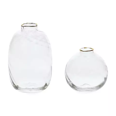 Conjunto 2 Vasos em Vidro com Borda Dourada Mart