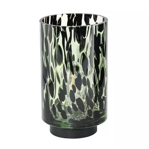 Luminária em vidro com base de metal e led