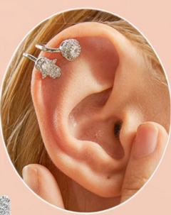 ARO BRONCE A PRESION OREJA (plata y rosa) - comprar online