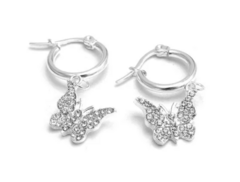 Aros Mariposa Cristal Blanco