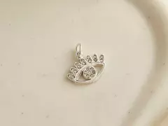 DIJE ACERO BLANCO OJITOS CON STRASS CALADO