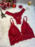 Conjunto em renda Vermelho com bojo em gota na internet