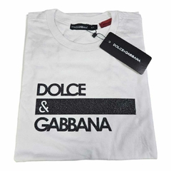 Camiseta Dolce & Gabbana com Estampa Brilhante em Alto Relevo - Branca