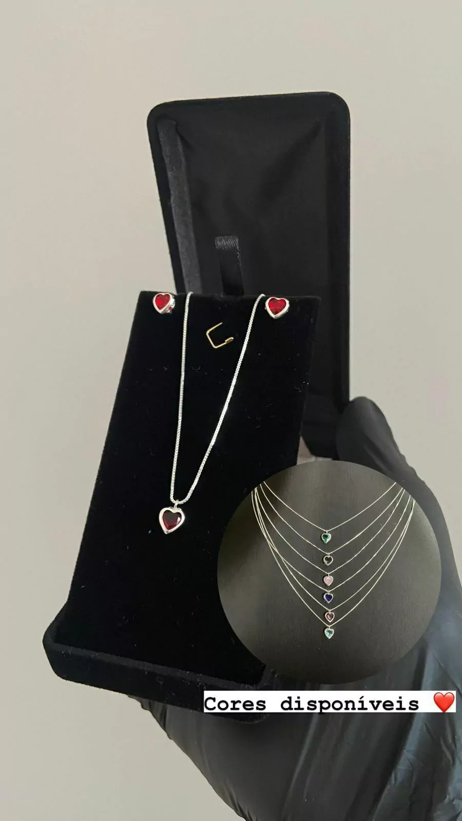Conjunto colar e brinco coração