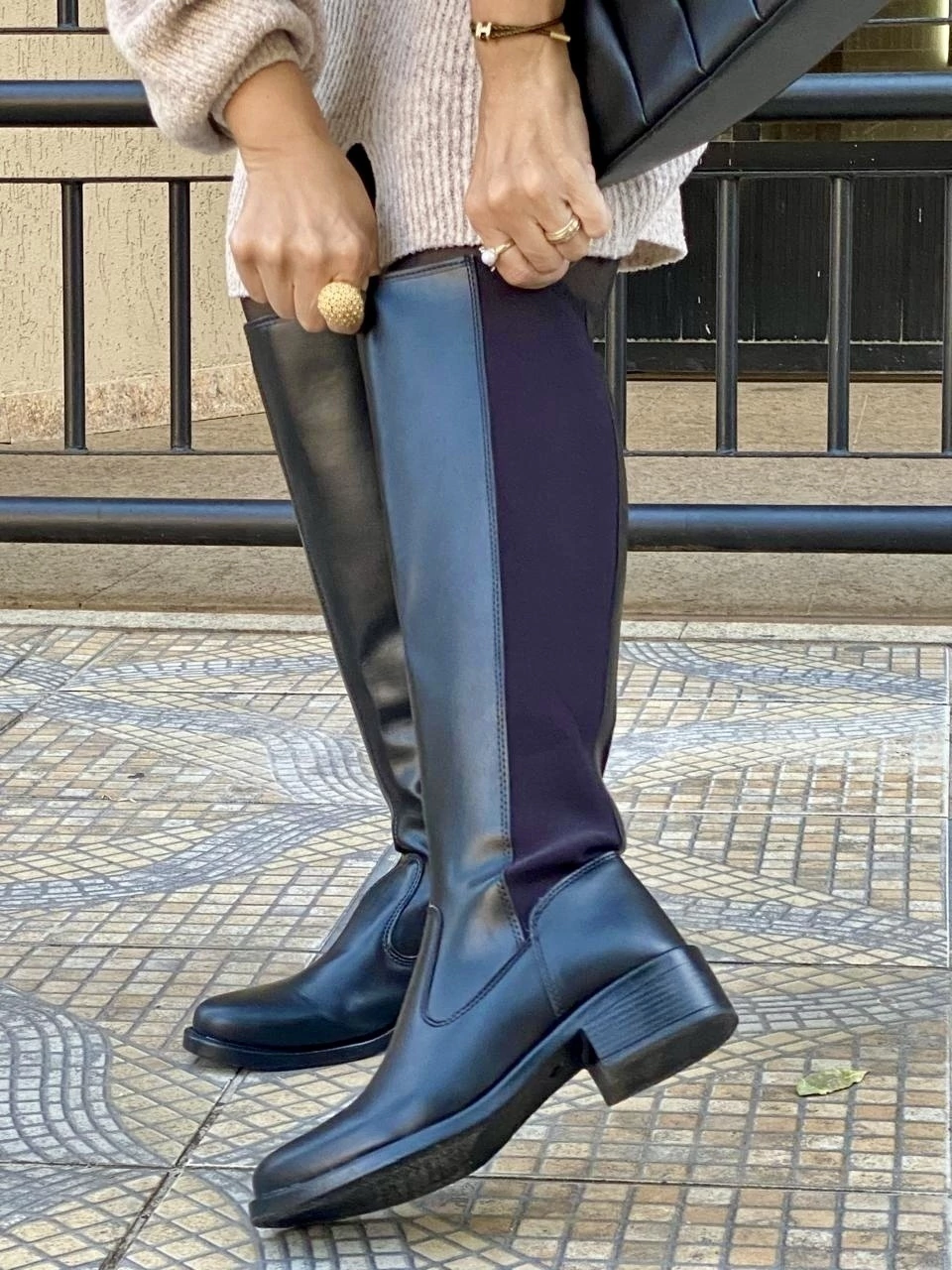 Bota Montaria Preto Salto Bloco