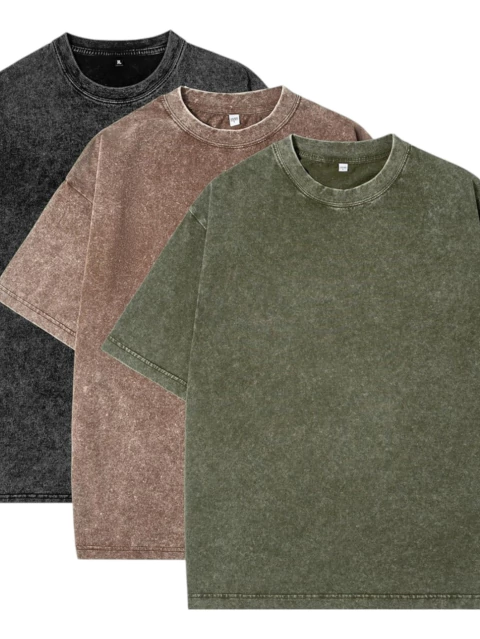 Set 3 Playera Acid Wash Mineral Washed Algodon - comprar en línea