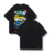 Playera negra de Demon Slayer con estampado frontal de personajes del anime en colores vibrantes.