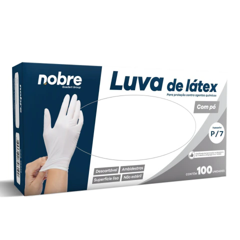 Luva de Látex c/ Pó Proteção Química Cx 100 Unid - Nobre - loja online