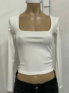 Top mangas largas de lycra escote cuadrado