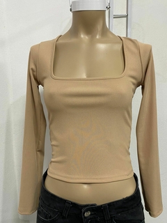 Top mangas largas de lycra escote cuadrado en internet