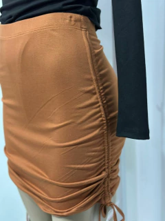 Pollera de algodon con frunce a los costados - Fuxia Indumentaria