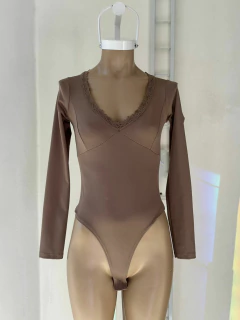 Body de lycra mangas largas con puntilla - comprar online