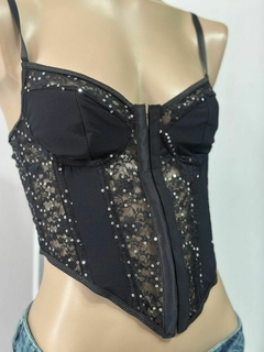 Corset con encaje y lentejuelas - comprar online