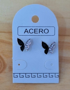 ARITOS DE MARIPOSA CON STRASS DE ACERO
