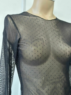 Remera de microtul con hot fix negro - comprar online